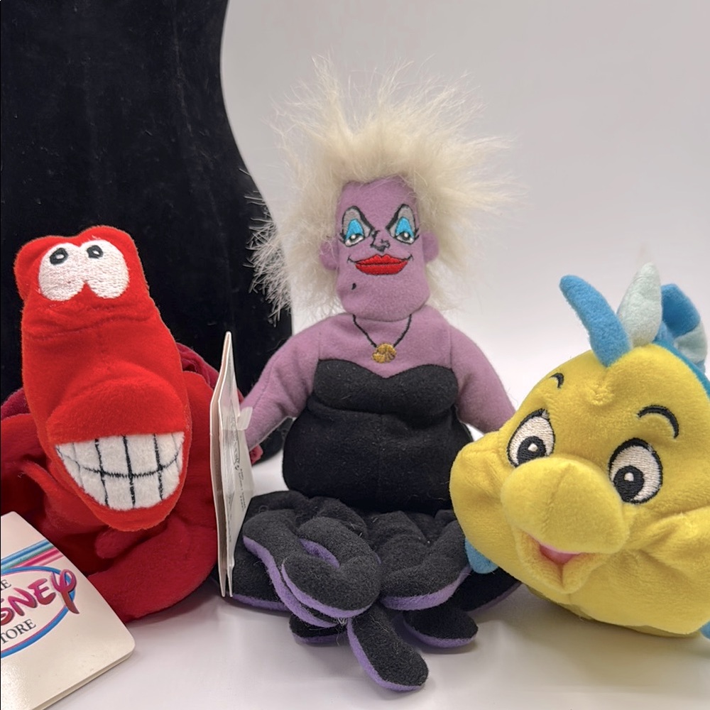Disney Sebastian flounder & Ursula Bean Bag set from the little mermaid NWT